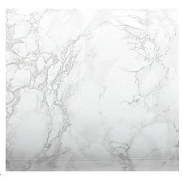 Imagem de EZ FAUX DECOR Envoltório de bancada de vinil 91,4 cm x 365,8 cm à prova d'água mármore branco papel de contato adesivo de bancada revestimento laminado fórmica papel de parede removível destacar e