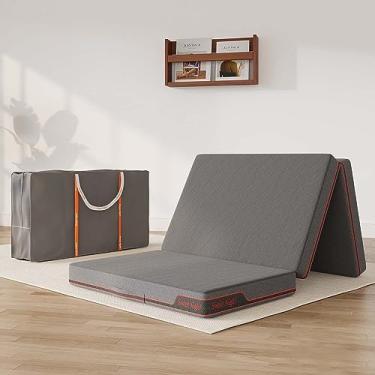 Imagem de Sweetnight Colchão dobrável tamanho solteiro com bolsa de transporte, 10 cm para viagens, acampamento, convidados - laterais de malha respirável e colchão portátil - compacto e fácil de armazenar