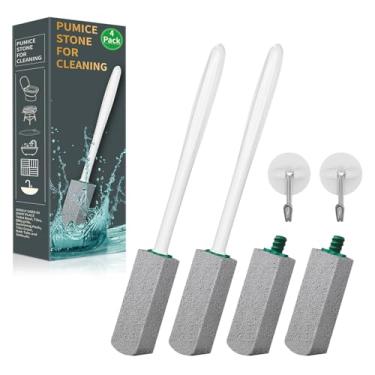 Imagem de Limpador de vaso sanitário de pedra-pomes, pedra-pomes com cabo longo de 29 cm para banheiro, banheiras, churrasqueiras, piscinas, limpeza de pias (pacote com 4)