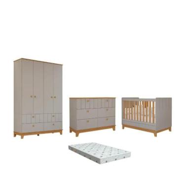 Imagem de Quarto Bebe Completo Bis Dorabelly MDF Com Colchão - Permobili, Fendi 