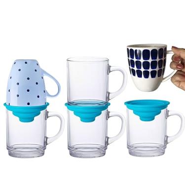 Imagem de Organizador de canecas - Organizador de prateleira de armário de cozinha para organização de armário e despensa - Solução de armazenamento expansível e empilhável para xícaras de chá e canecas de café - Economize espaço e mantenha-se organizado (azul)