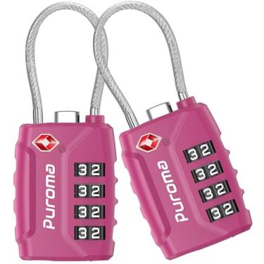 Imagem de Puroma Pacote com 2 cadeados de bagagem aprovados pela TSA, combinação de 4 dígitos, cadeado de código redefinível com corpo de liga de zinco para mala, caixa de ferramentas, mochila, bolsa, armário