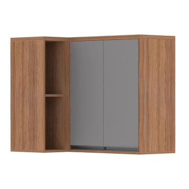 Imagem de Armário Aéreo Canto 95 Cm 2 Portas 1 Prateleira Vanilla Com Cinza