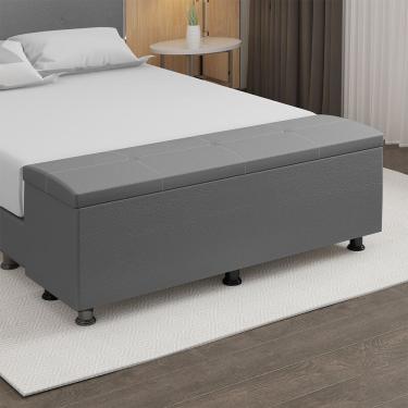 Imagem de Baú Sapateira Estofada Casal Queen Size 160 Cm Terra Corino Skybox Cor Cinza
