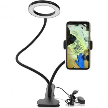 Imagem de Sunbaca Clip On Led Selfie Ring Light Com Suporte Para Telefone Celular Garra 2 Em 1