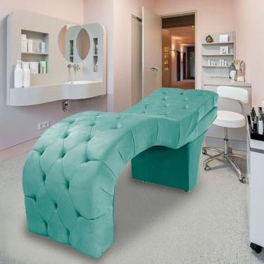 Imagem de Maca Estofada Reclinável Sobrancelhas Cílios Suede Simaria Cor:azul Tiffany