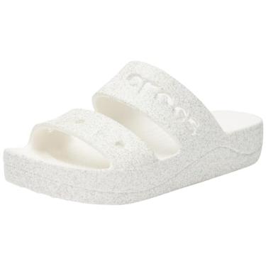 Imagem de Crocs Sandália feminina Baya Platform Glitter WHI, Branco, 9 UK M/ 10 UK W (M10W12)