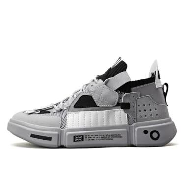 Imagem de Bolognifi Tênis esportivos multicoloridos da moda masculina para basquete, corrida, uso casual Equipamento de basquetebol(Grey,37 BR)