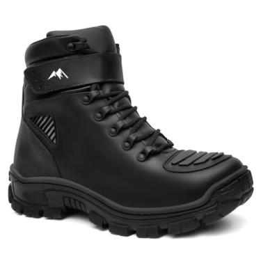 Imagem de Coturno Motoqueiro em Couro Refletivo Bota Solado Tratorado Macio - Preto/42