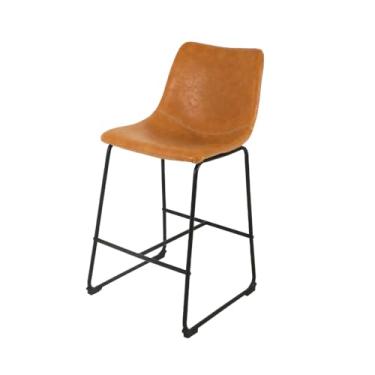 Imagem de Banqueta De Cozinha Bancada Area Gourmet Base Fixa Média Munich Caramelo