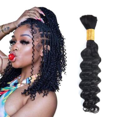 Imagem de B-fashion Boho Braids Deep Wave Bulk Brasileiro Molhado E Ondulado Cacheado Extensões De Trança Cabelo Humano 18" 1 Pacote 50G Sem Trama Pacotes Para