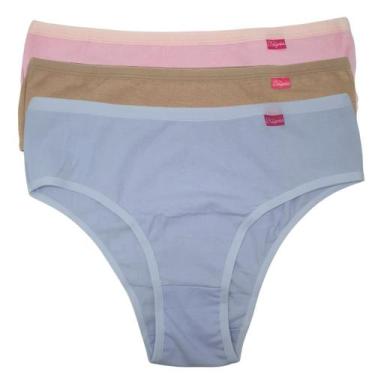 Imagem de Kit com 3 Calcinhas Tangas Lisa Algodão Kellynha Confortável, P, Lisa
