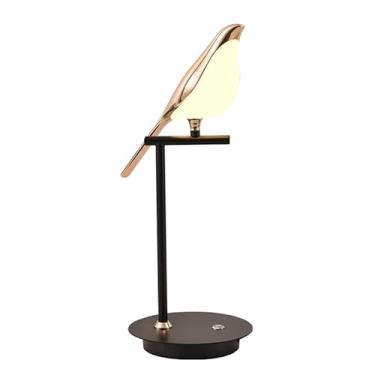 Imagem de DJAMEL Abajur De Mesa Bird, Luminária Cabeceira, Moderna, Dourada, Com Acrílico, Ângulo Ajustável, Para Sala Estar, Quarto, Leitura (D9,4 * A18,5 (1 Cabeça))