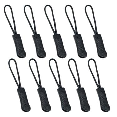 Imagem de Fbshicung 10 Peças De Puxadores Zíper Com Aba Reposição, Cabo Extensor Resistente Para Bolsa, Mala, Jaqueta, Bagagem (Preto)