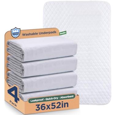 Imagem de Brosive Protetores De Cama Laváveis 36" X 52" - Pacote Com 4, Brancos, À Prova D'Água Para Incontinência, Que Molham, Sofá, Chão, Reutilizáveis Adultos, Idosos E Animais Estimação