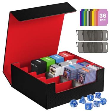 Imagem de SFSOC 3500+ Trading Card Storage Box,4-Row MTG Deck Box with 36 Dividers & 8 Stoppers,Commander Deck Case Fits For Toploaders, Magnetic Card Holder,TCG,YugiOh and Sport Cards