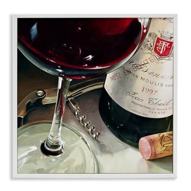 Imagem de Stupell Industries Design de arte giclée emoldurado vinho tinto e saca-rolhas branco por Stefano Ferreri, 17 x 17