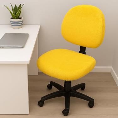 Imagem de Capa para Cadeira executiva sem braço estética Escritório pelúcia Pelo Curto (AMARELO)