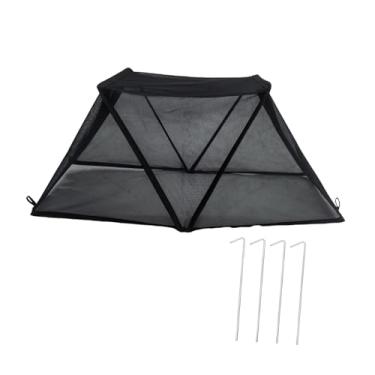 Imagem de IEUDNS Tenda de sombra para plantas de jardim com estacas, tecido de sombra reutilizável para plantas, rede de proteção solar para gaiola de quintal externo, Preto