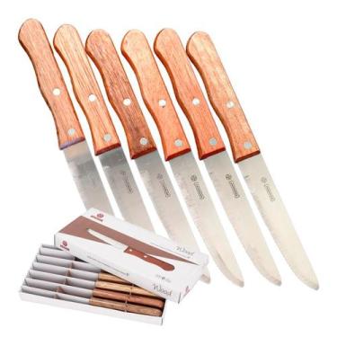 Imagem de Conjunto 6 Facas Carne Churrasco Tipo Outback 5 Polegadas Mundial