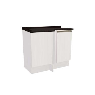 Imagem de Balcão Cozinha p/ Cooktop c/ Tampo Maxxi G748 Canto Reto c/ 1 Porta 80cm Branco/Preto - Kappesberg