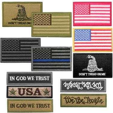 Imagem de Conjunto de 12 remendos da bandeira americana, remendos táticos de moral militar da bandeira dos EUA para bonés, bolsas, mochilas, colete tático