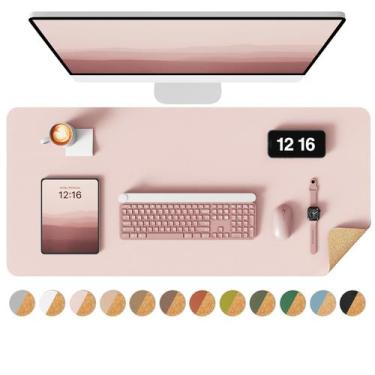 Imagem de Almofada de mesa Ysagi de dupla face 80x40cm em couro e rosa cortiça