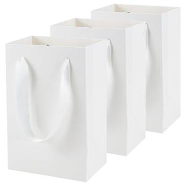 Imagem de Sacos de presente brancos Aosric – 12 peças, 12,7 x 10 x 20,3 cm, sacos de papel cartolina duráveis com alças, pacote a granel, resistentes e reutilizáveis – ideais para festas, Natal, aniversários