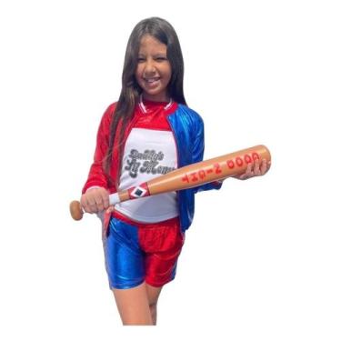 Imagem de Fantasia Da Arlequina Infantil Harley Quinn Com Casaco E Taco - RR STO