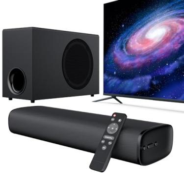Imagem de vibeadio Barra de som para Smart TV com subwoofer, barra de som Bluetooth para Smart TV, mini barra de som com conexão ARC/ótica/AUX/Bluetooth, sistema de som surround para TV/PC/jogos/projetores