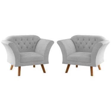 Imagem de Conjunto Poltrona Decorativa Roseira Linha Cinza