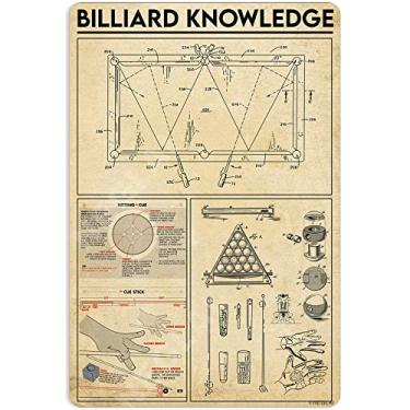 Imagem de NEGLAI Decoração de Sala de Bilhar, Placas de Metal de Conhecimento de Bilhar, Decorações de Parede de Caverna de Homem de Bar de Jogo de Sinuca, Presentes para Homens 16X12"