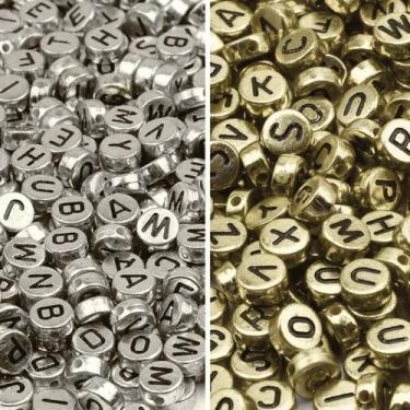 Imagem de 1000 Miçangas de Letras A-Z Prata / Dourado / Misto - sem marca, Cinza