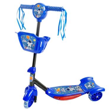Imagem de Patinete Cestinha Astronauta Led Musical Infantil 35Kg Azul