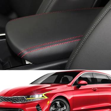 Imagem de SAUWU Capa de apoio de braço para console central de carro para Kia K5 2021 2022 2023 2024 2025 console de couro caixa de apoio de braço protetor de tampa protetor de almofada acessórios, pontos