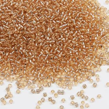 Imagem de Tibaoffy Champanhe transparente com contas forradas de prata tamanho 8/0 artesanato contas de semente de vidro 3 mm para fabricação de joias (total cerca de 100 g cerca de 3600 peças)