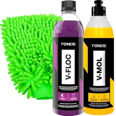 Imagem de Kit Shampoo Automotivo Sujeira Pesada V-Floc V-Mol Vonixx e Luva Tentáculos