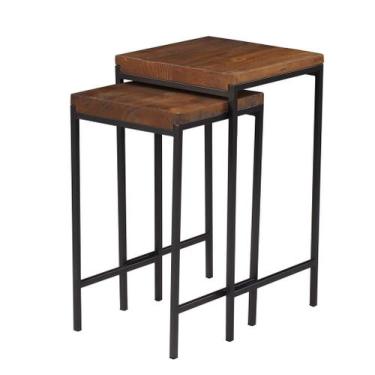 Imagem de Conjunto Ninho Done Cor Rustic Brown Base Aço Grafite - 40300 - Sun Ho