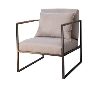 Imagem de Poltrona Mars Estofada Cinza Claro Base de Aço Carbono Preto - 69254 -