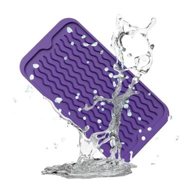 Imagem de ZLR Tapete De Silicone Para Secar Louça Bancada Cozinha, Ecológico Secagem Rápida, Multiuso Fácil Limpar, Descanso Panela Resistente Ao Calor, 15 Cm X 30 Extra Pequeno, Violeta-Prado