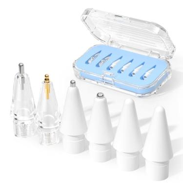 Imagem de JOOSKO Pontas de substituição atualizadas para Apple Pencil Pro/USB-C/2ª geração/1ª geração (com estojo de armazenamento), pontas de metal mistas resistentes ao desgaste para acessórios iPad Pencil