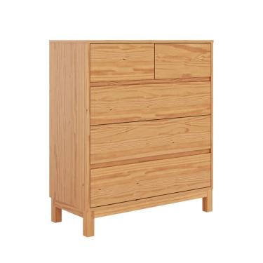 Imagem de Cômoda Square 5 Gavetas Madeira Maciça Natural Pine