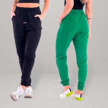 Imagem de Kit 2 Calças Jogger Feminina Duna Crepe Com Bolso e Cordão - Ju Ribeir