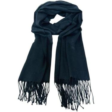 Imagem de Cachecol Frio Echarpe Xale Lenço Pashmina Franja Look Inverno Acessóri