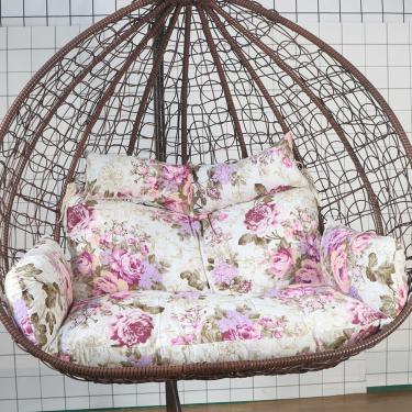 Imagem de Engrossar Cadeira Suspensa Dupla Removível Em Forma De Ninho De Ovo Em Forma De 2 Pessoas Almofadas De Balanço De Vime De Vime Para Pátio Jardim Balanço De Rede Suspensa à Prova D, L, Size