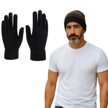 Imagem de Kit touca térmica forrada com luva quentinha sku:kf10 - R.S MODAS, Mar