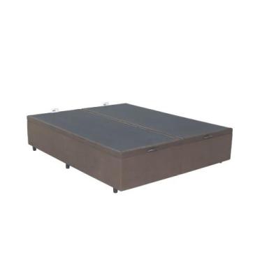 Imagem de Box Baú Casal - Suede Aveludado Pistão Gás Bipartido 193x203cm - FJR E