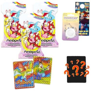 Imagem de Neopets Holographic Sticker 3 Pack - Bundle with 3 Trading Card Blind Bags with in Game Codes Plus Stickers, More | Premium Collectible Neopets Character Cards for Kids