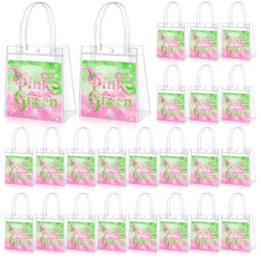 Imagem de Colingmill 24 peças de lembrancinhas de festa de bruxa, rosa e verde, sacos de presente de PVC transparente com alças para mulheres, música, filme, bruxa, princesa, festa de aniversário, suprimentos