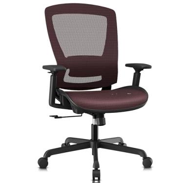 Imagem de ELABEST T96 Cadeira de escritório de malha, cadeira de mesa ergonômica para computador, cadeira de trabalho resistente - suporte lombar ajustável e apoios de braço, função de inclinação, assento largo